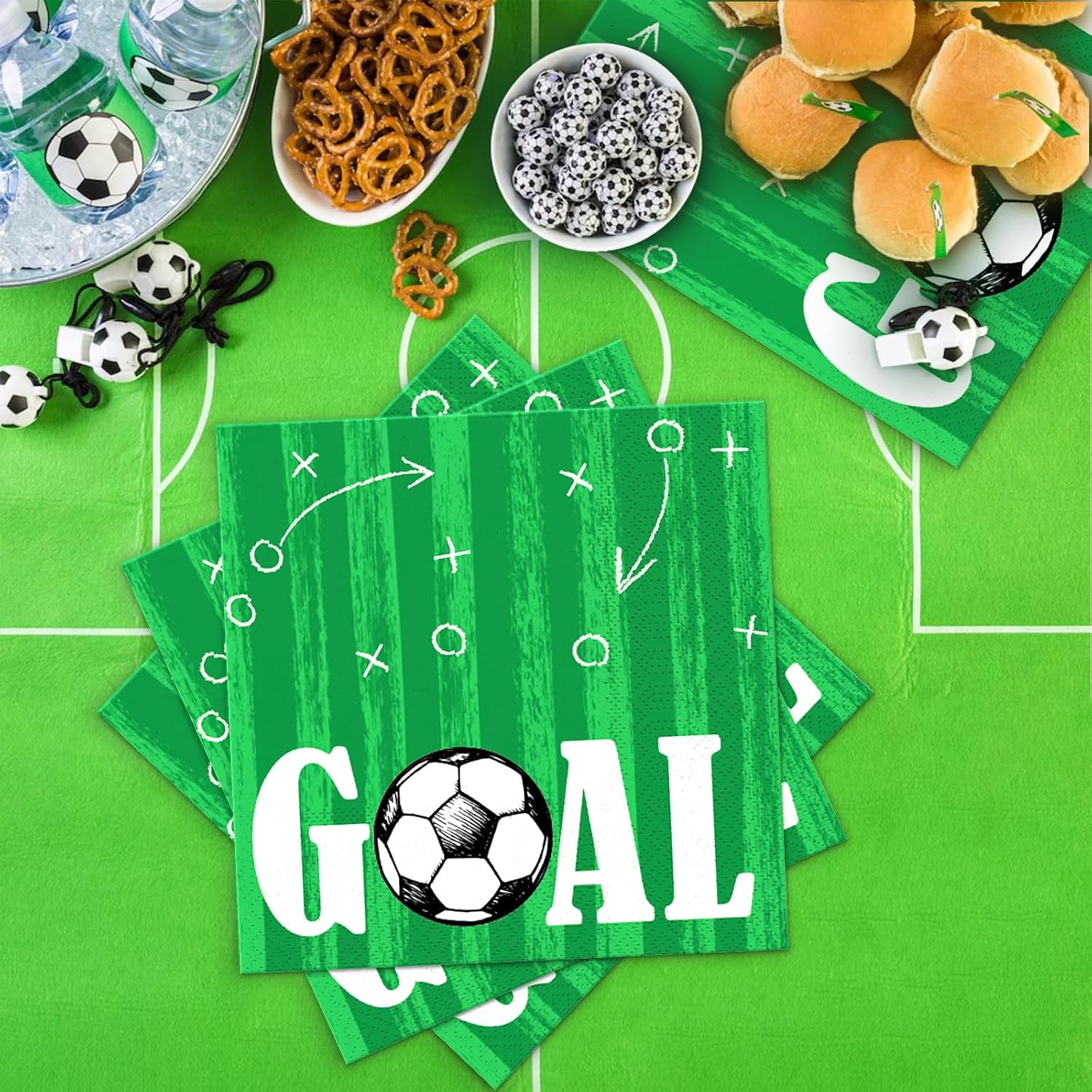 Detalle de Servietten Fußball 50 Stück – Papierservietten 33 x 33 cm, Fußballparty