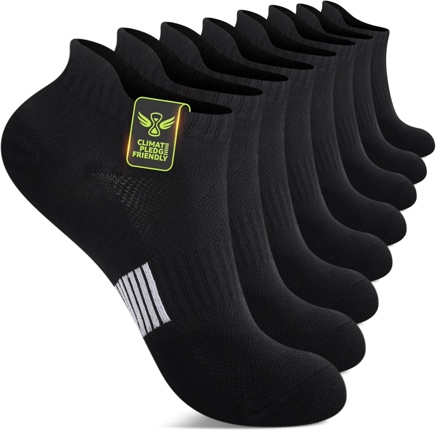 Detalle de FALARY Sneaker Socken 8 Paar – atmungsaktive Laufsocken aus Baumwolle, Kurz, Schwarz/Weiß
