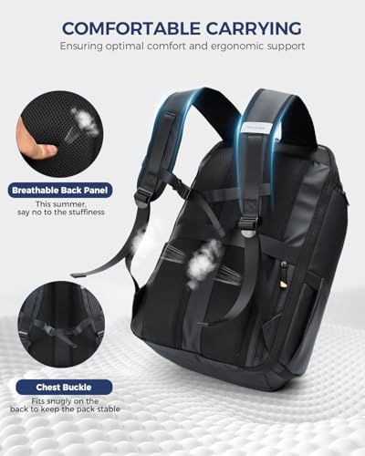 Detalle de Ponhog Mochila Portátil 17,3” 30L: Anti-robo, impermeable 900D para viaje y trabajo