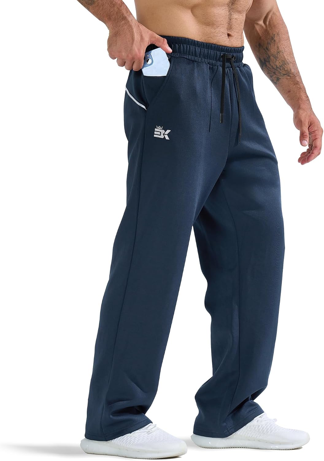 BROKIG Mens Oversized Gym Tracksuit Bottoms with Zip Pocket