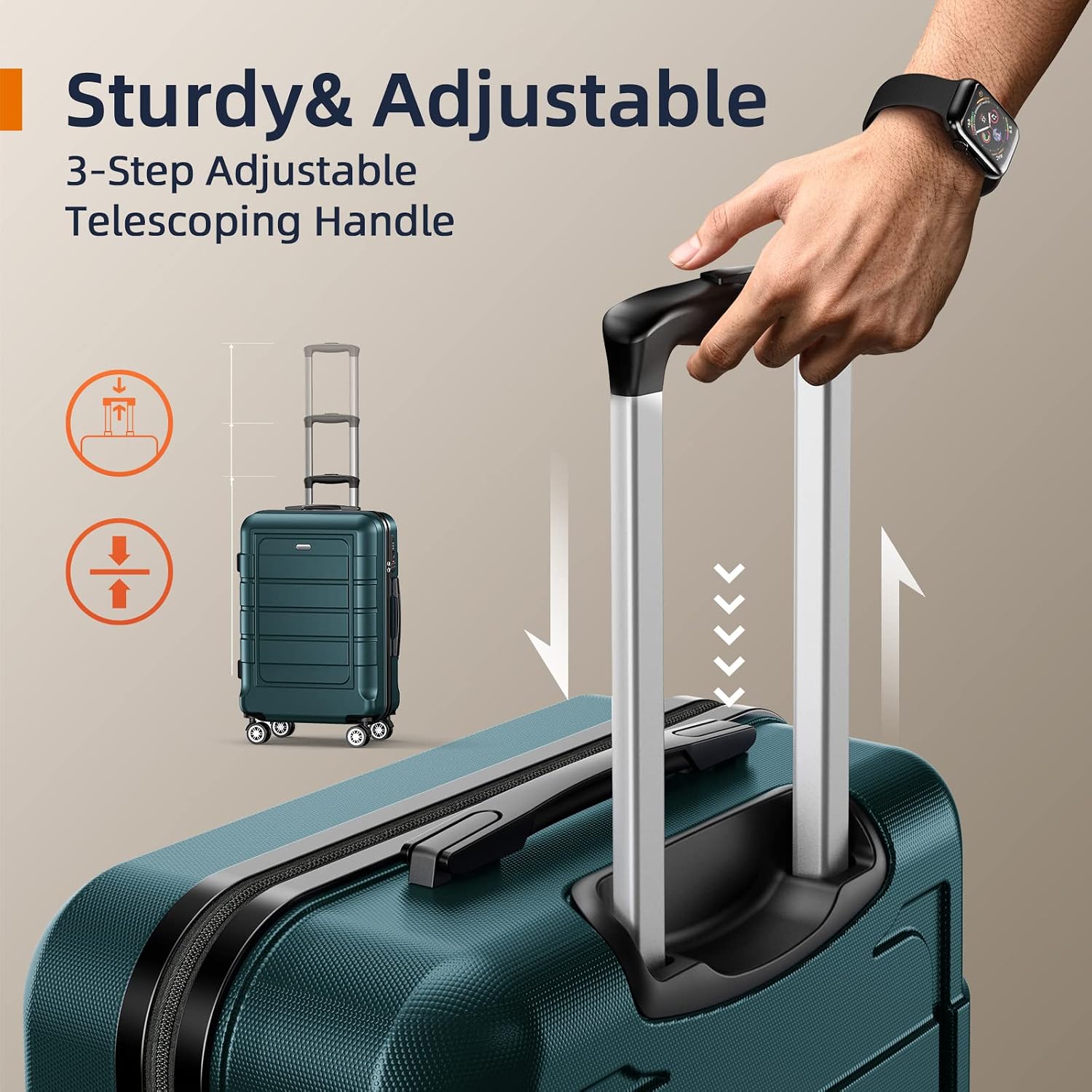Thumbnail 5 de SHOWKOO 3PC Expandable PC Luggage Set, ArmyGreen