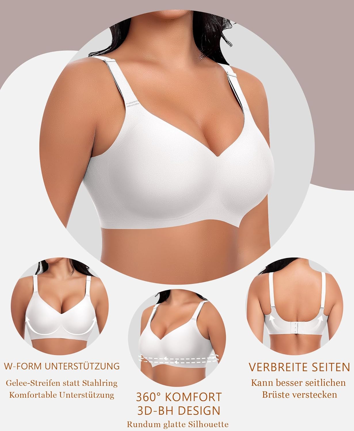 Thumbnail 3 de Ganado Damen-BH ohne Bügel mit Gel-Silikonstreifen & nahtlosem V-Ausschnitt – weiches Bralette/Bustier