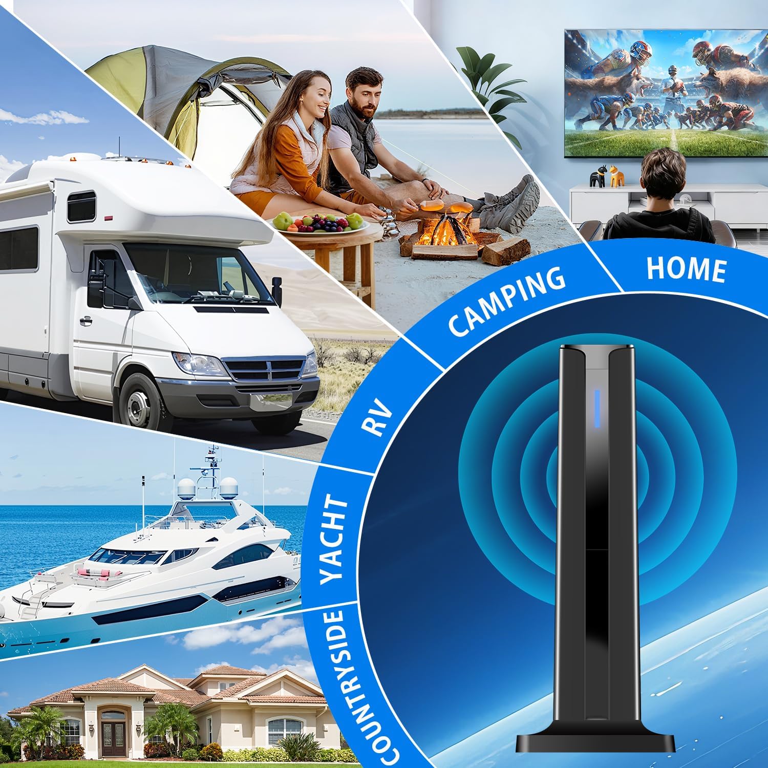 Thumbnail 6 de Digital TV Antenna Indoor: 360° HD Reception with Magnetic Base for Smart TVs