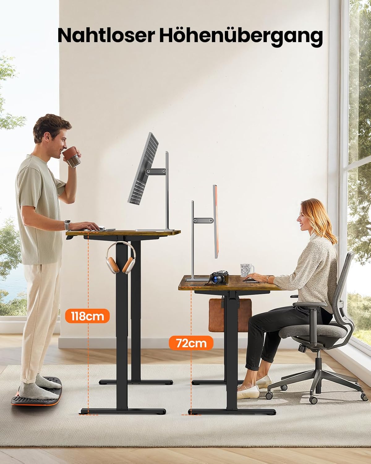 Detalle de ErGear Elektrisch höhenverstellbarer Schreibtisch 120x60 cm mit 4 Speicherfunktionen