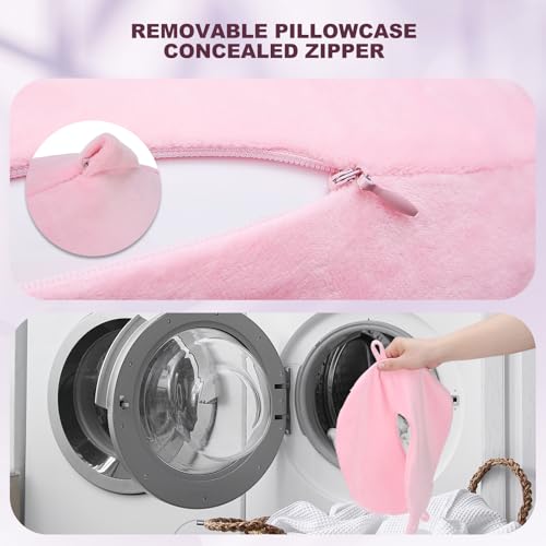 Detalle 2 de Cirorld almohada de viaje hinchable para cuello (rosado), con máscara de ojos, tapones y bolsa