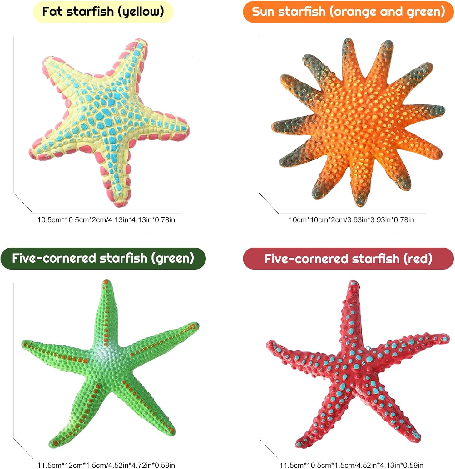 Thumbnail 1 de DANCOLOR Big Starfish fish tank Ornaments – 4pc Fairy Garden Aquarium Decor