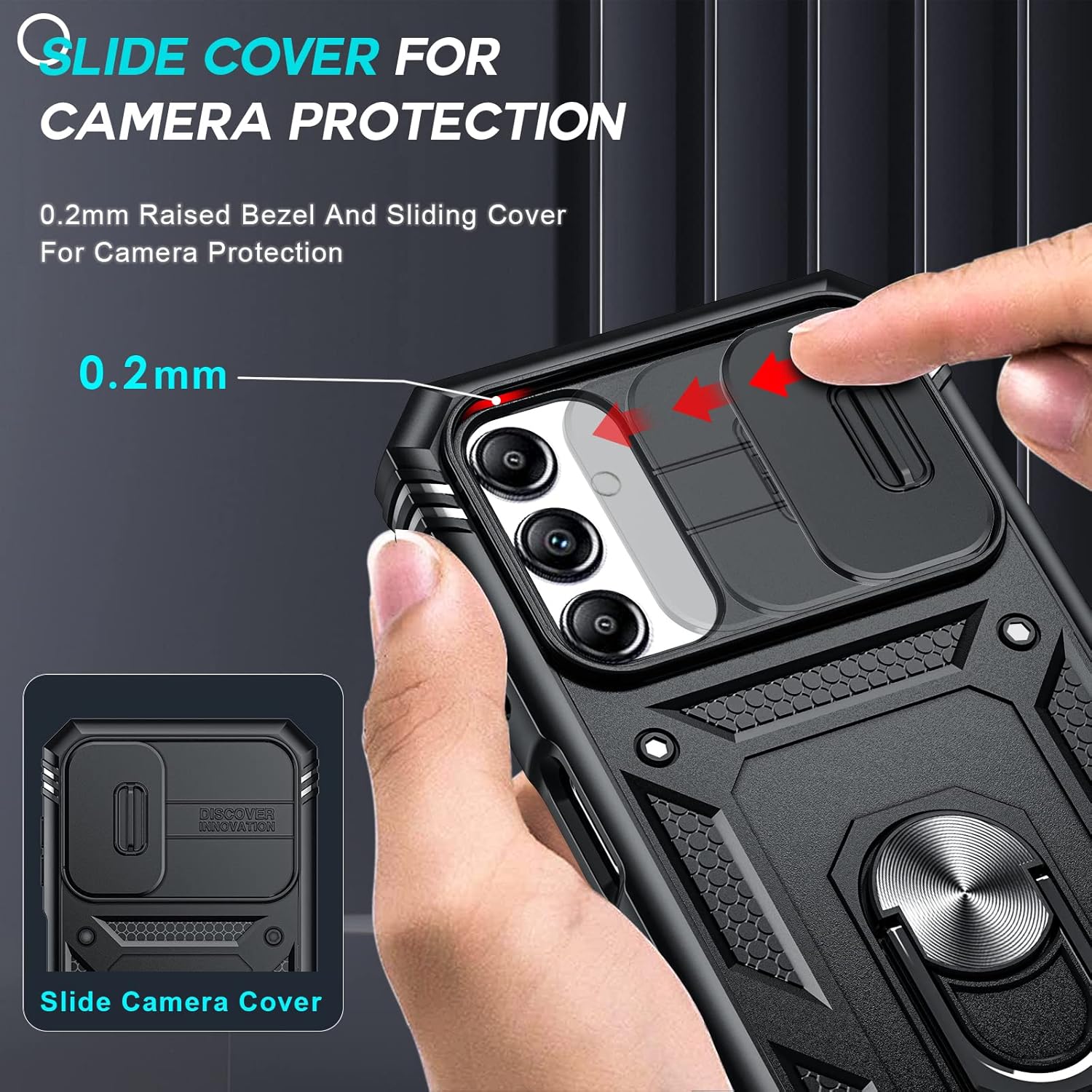 Thumbnail 1 de LeYi for Samsung Galaxy A14 Case with Camera Slider, 360° Armour + 2-Pack Tempered Glass Screen Protectors