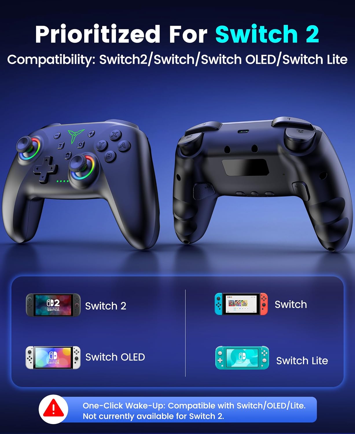 Thumbnail 1 de Switch 2 Controller für Switch/OLED/Lite mit Ladestation, RGB-Beleuchtung und Turbo-Funktionen