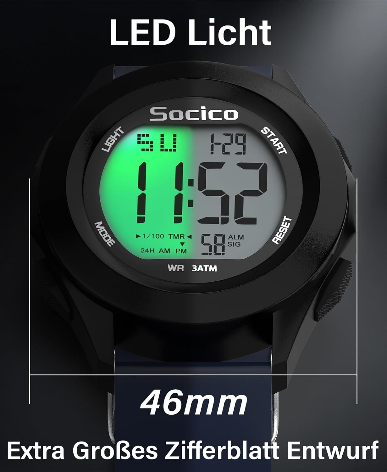 Thumbnail 3 de SOCICO Herren Digitaluhr Großes Display