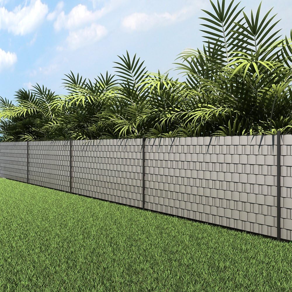 Detalle de SONGMICS Strisce Privacy in PVC GPJ040Q: pellicola per recinzione 40 m x 19 cm, grigio chiaro, spessa e opaca con 25 clip