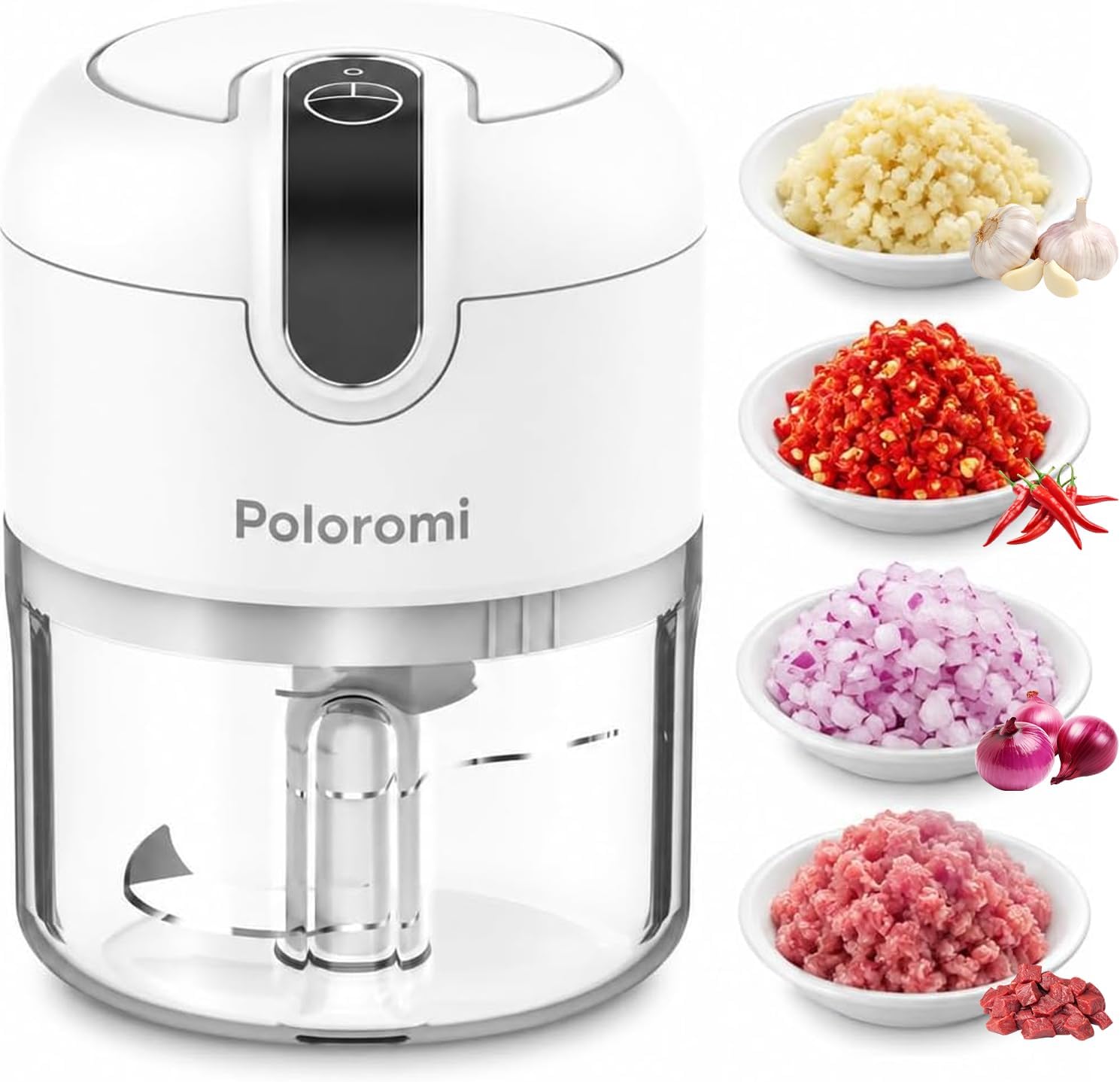 Detalle de POLOROMI KT-4001-CL-G Mini Food Chopper, 250 mL, USB Rechargeable
