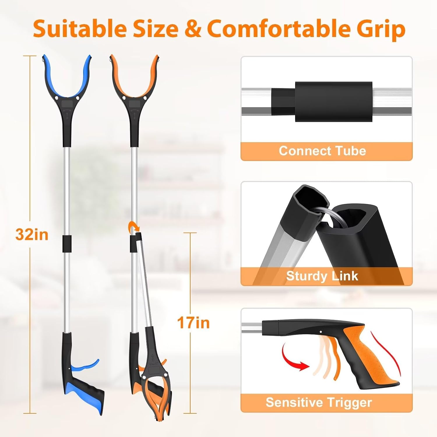 Thumbnail 4 de REWKCY 32-Inch Grabber Reacher, 2-Pack Folding Tool with Rotating Jaw & Magnet