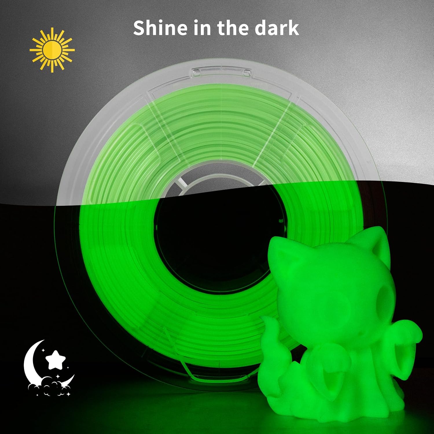Detalle de iSANMATE PETG Grün Glow-in-the-Dark Filament 1,75 mm (1 kg) – FDM 3D-Druckmaterial
