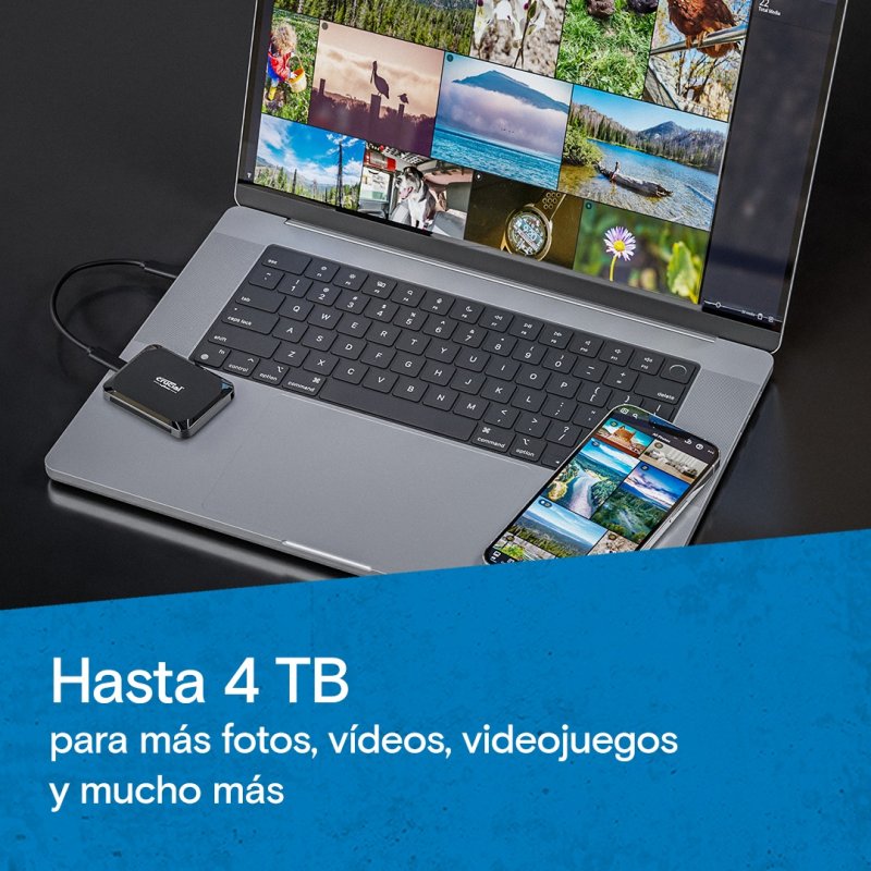 Detalle de Crucial X9 SSD 4 TB externo USB-C negro 💾