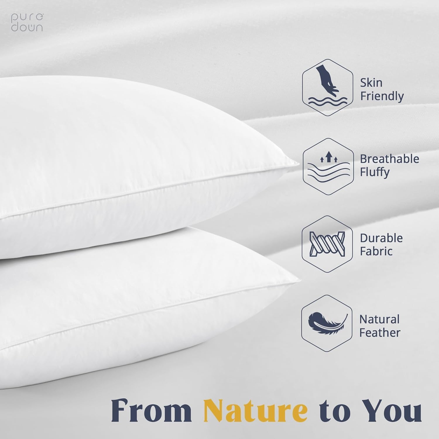 Detalle de puredown® White Pillows with Goose Feathers