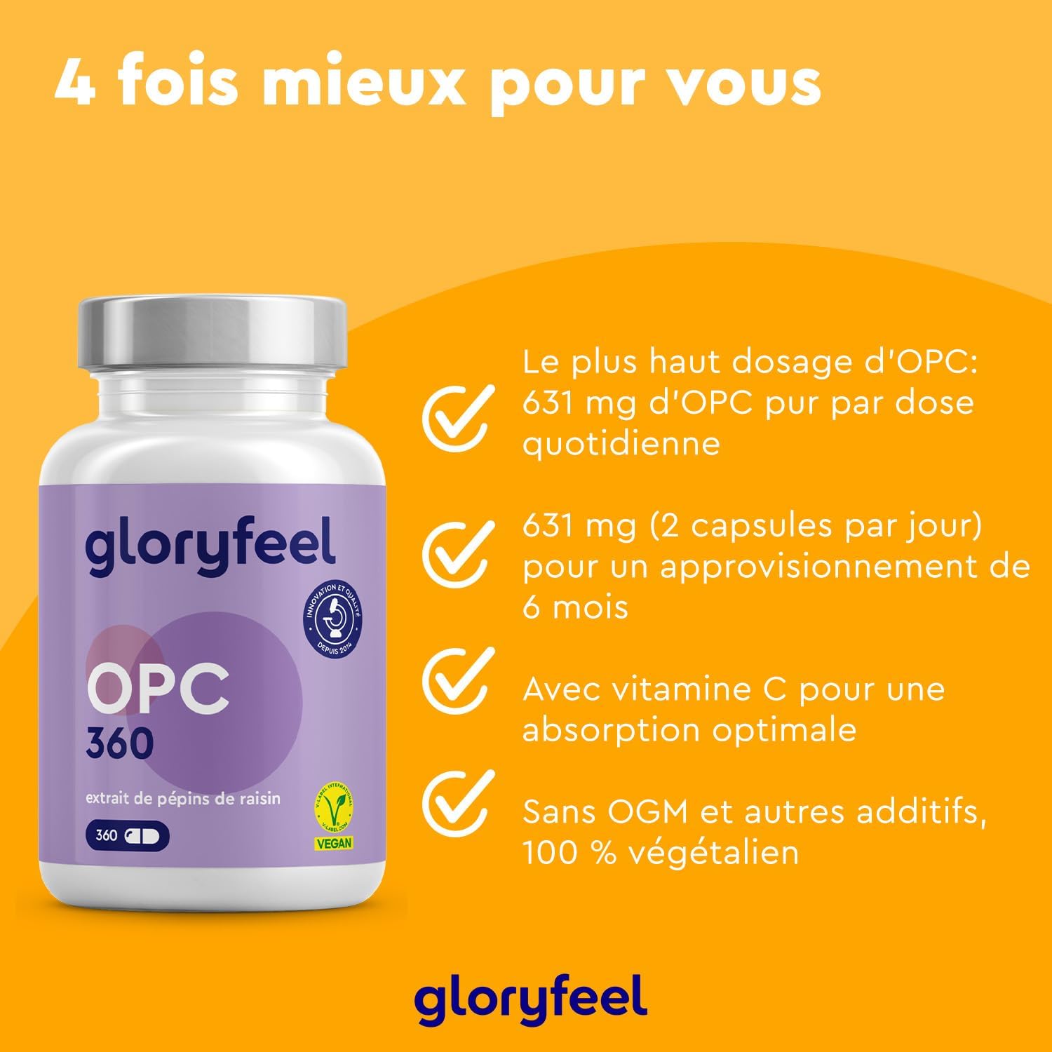 Detalle de Gloryfeel OPC 1052 mg extrait de raisin đ