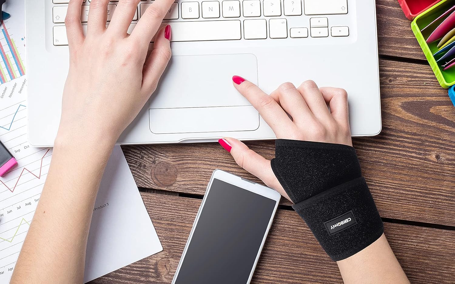 Detalle 2 de CERBONNY Carpal Tunnel Wrist Brace, Adjustable Reversible 2-Pack