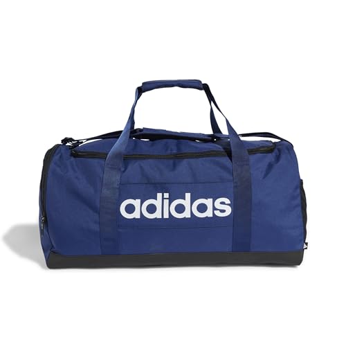 Detalle de Adidas Unisex Essentials Linear Duffel Bag – Dark Blue/White (M)