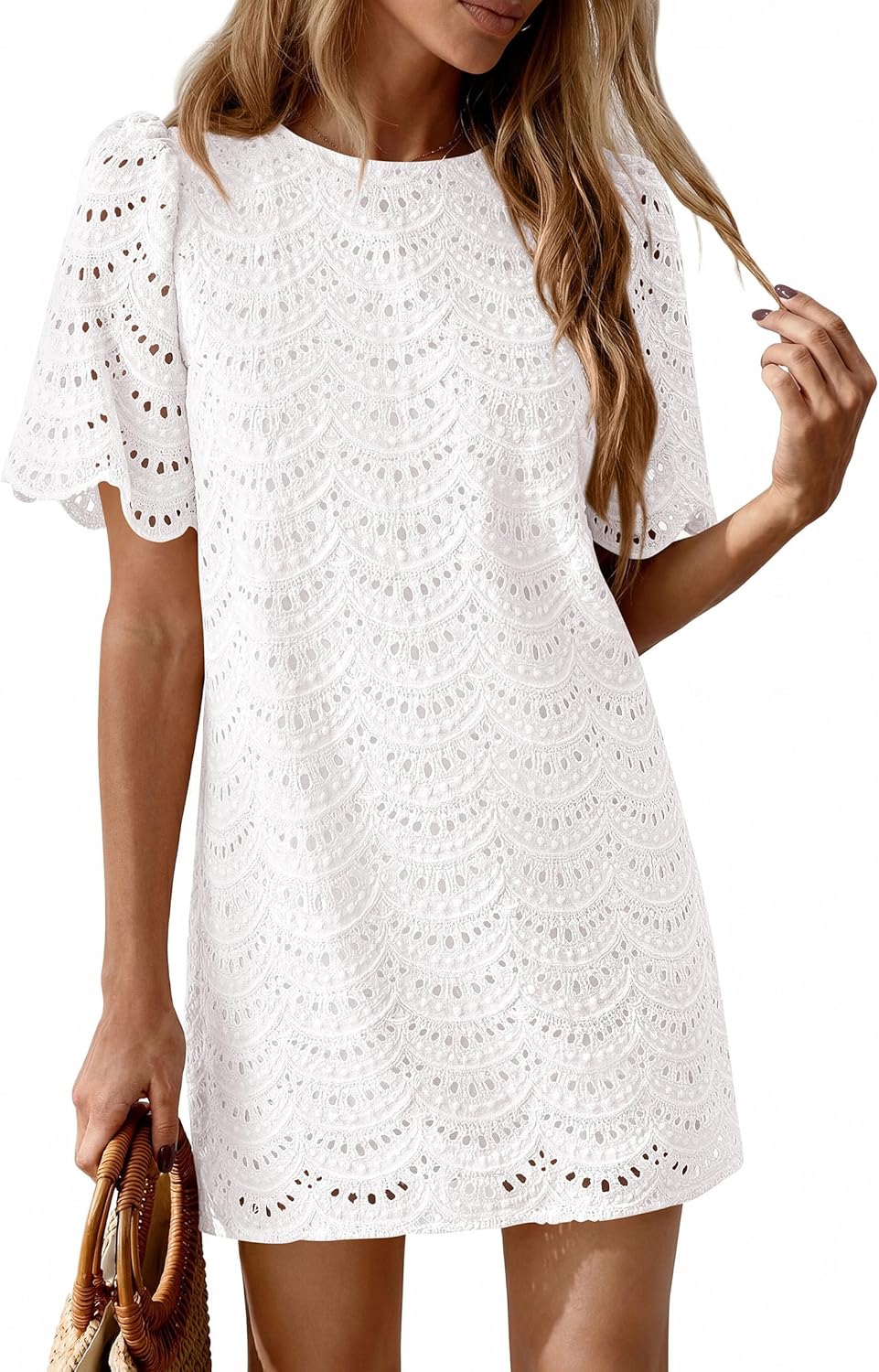 Thumbnail 4 de PRETTYGARDEN Women's 2026 Summer Casual Embroidered Lace Mini Dress