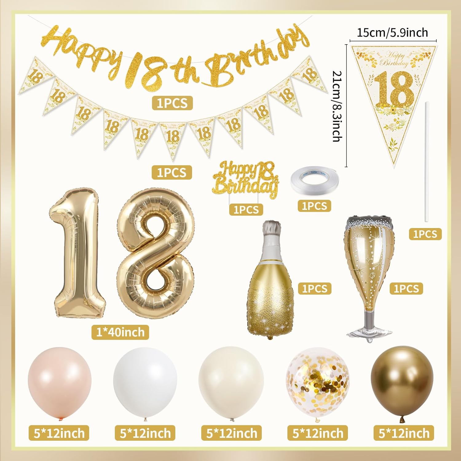 Thumbnail 1 de 18th Birthday Decorations Kit