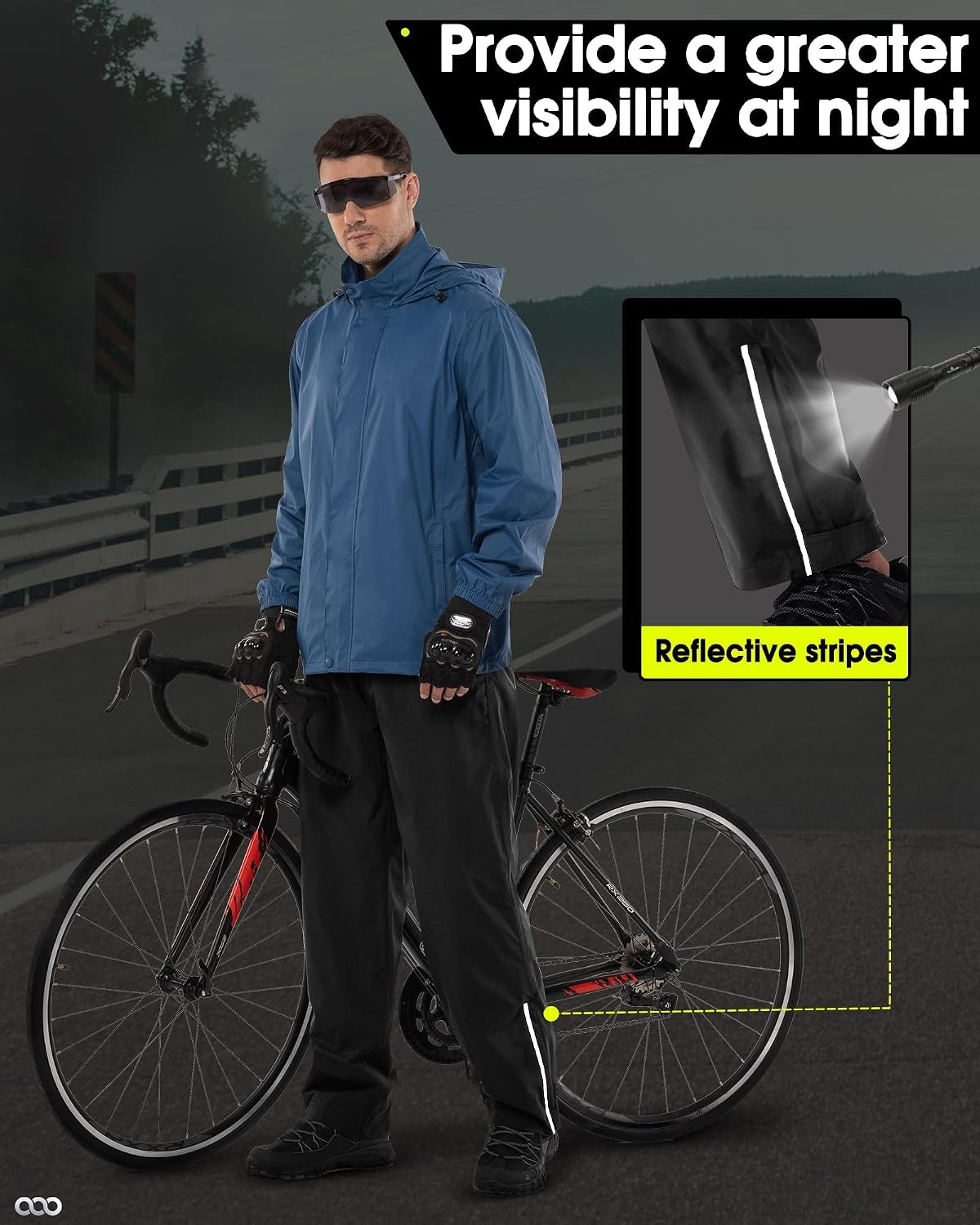Detalle 2 de 33,000ft Men's Rain Pants with Taped Seams, Mesh Lining and Reflective Stripe