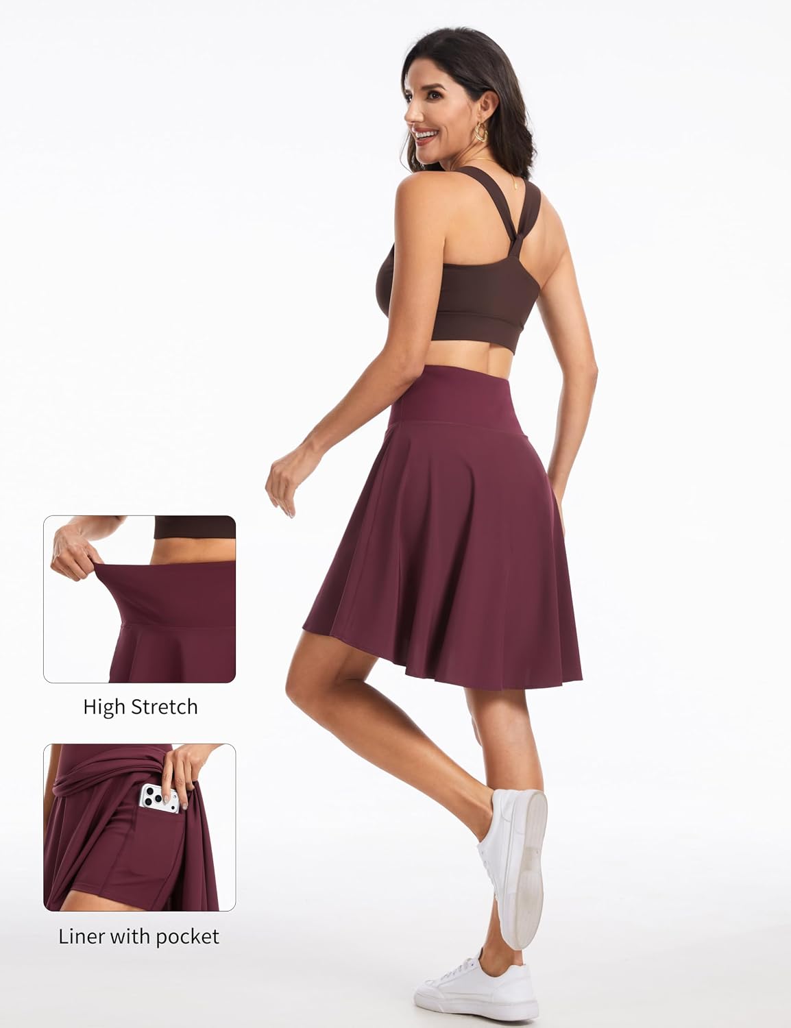 Detalle de THE GYM PEOPLE Women's Summer Skort with Built-in Shorts and Ruffle Hem