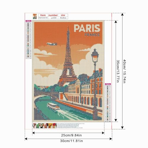 Thumbnail 1 de JICFDAO 5D Diamond Painting Paris 30x40cm – Tour Eiffel, kit complet pour débutants
