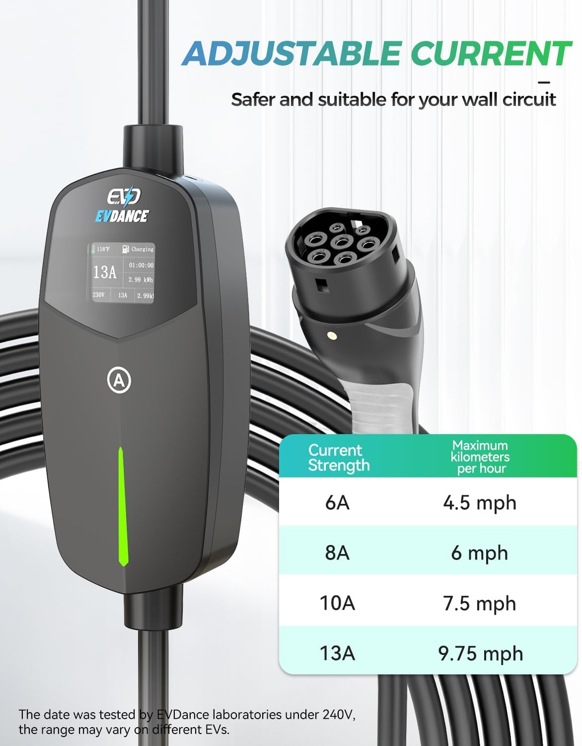 Detalle de EVDANCE Type 2 EV charger 10m