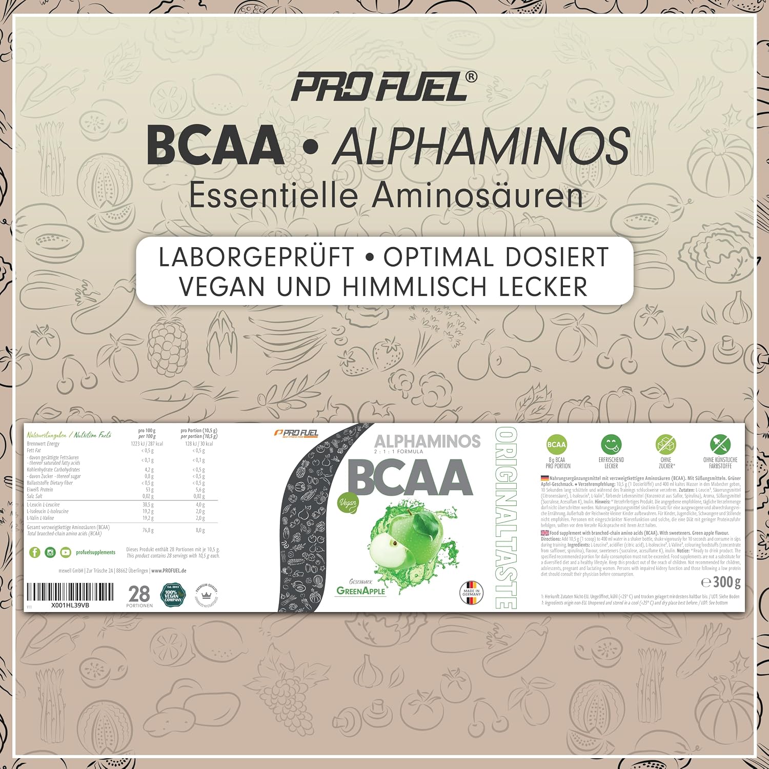 Thumbnail 5 de Alphaminos BCAA 300g GrĂŒner Apfel 8000 mg đ„€
