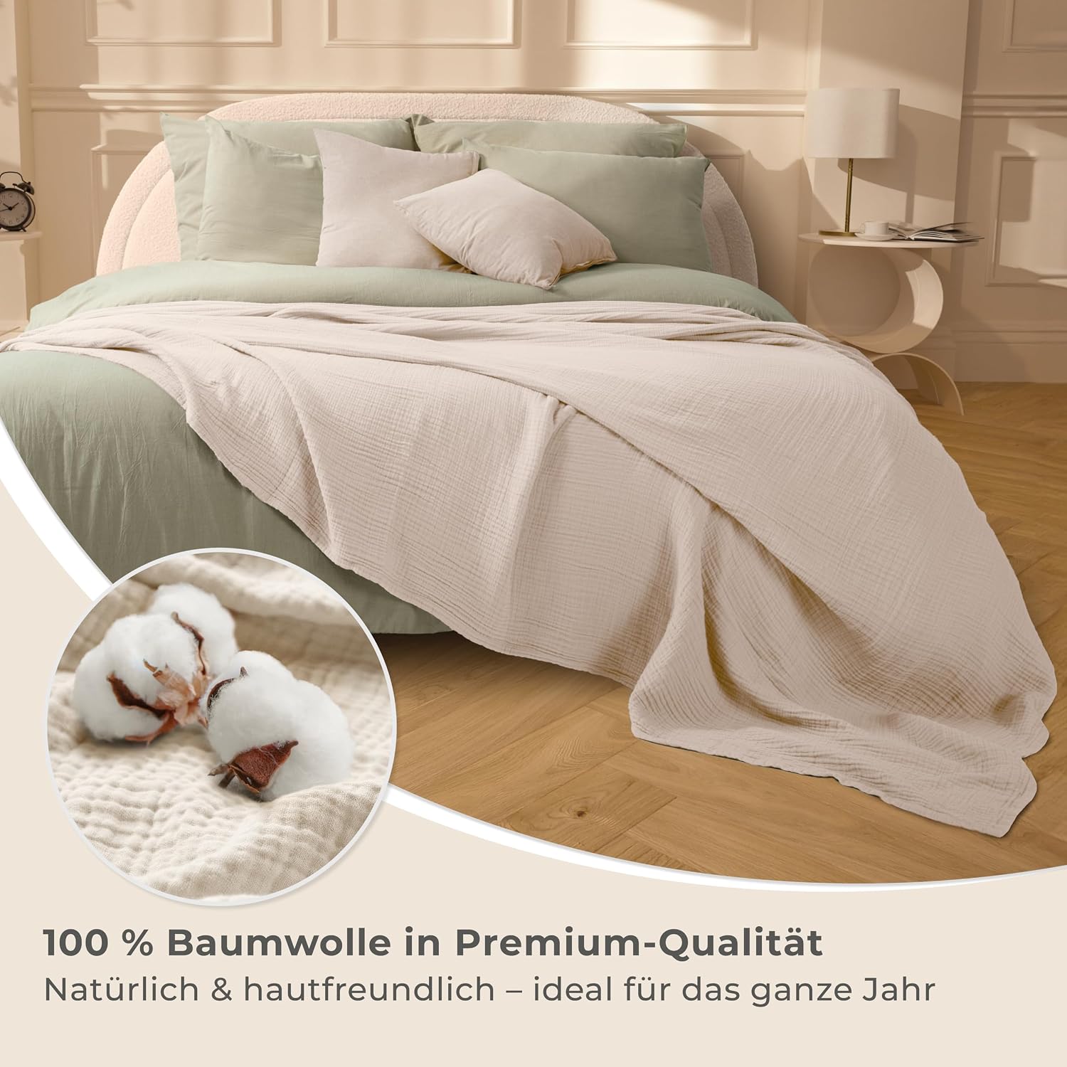 Thumbnail 3 de LAYNENBURG Premium Musselin Tagesdecke 150x200 cm
