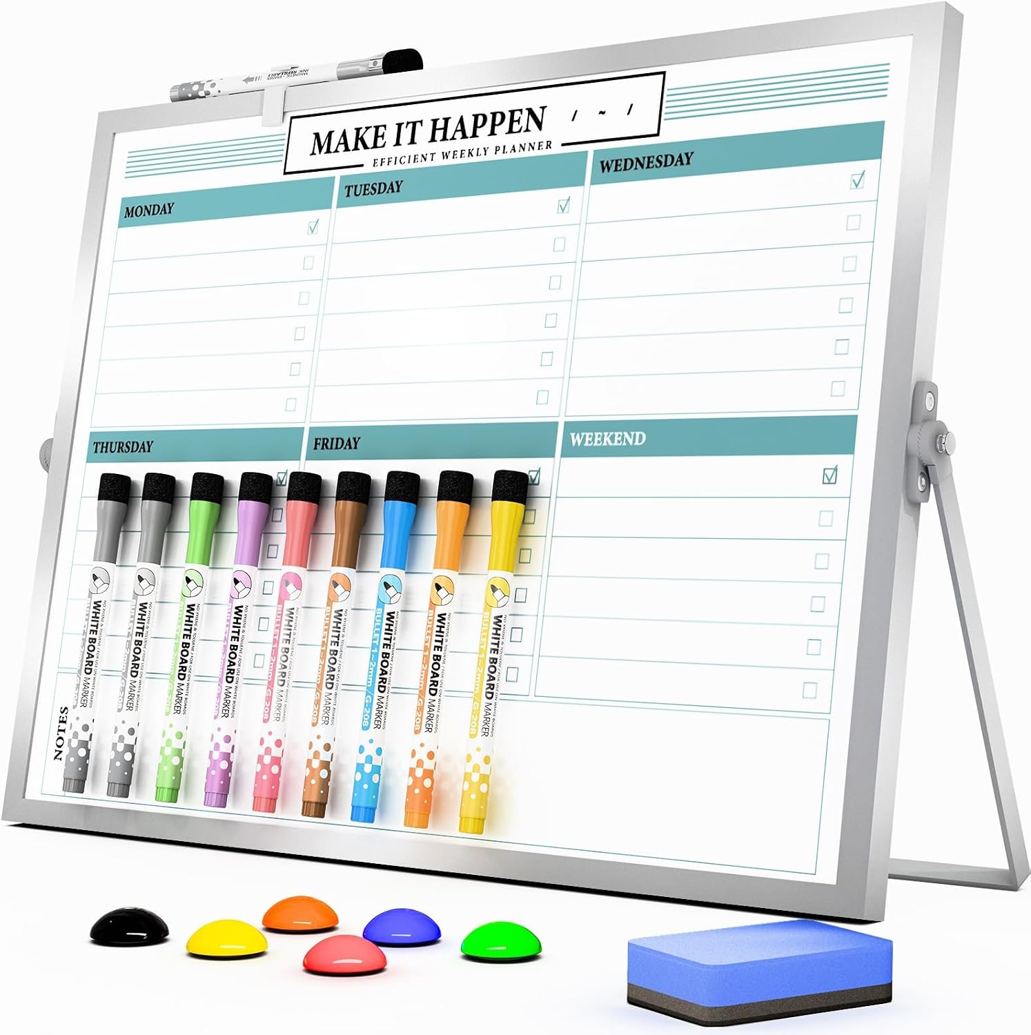 Marsrock Whiteboard mit Ständer – beidseitiger Wochenplaner 30 x 40 cm