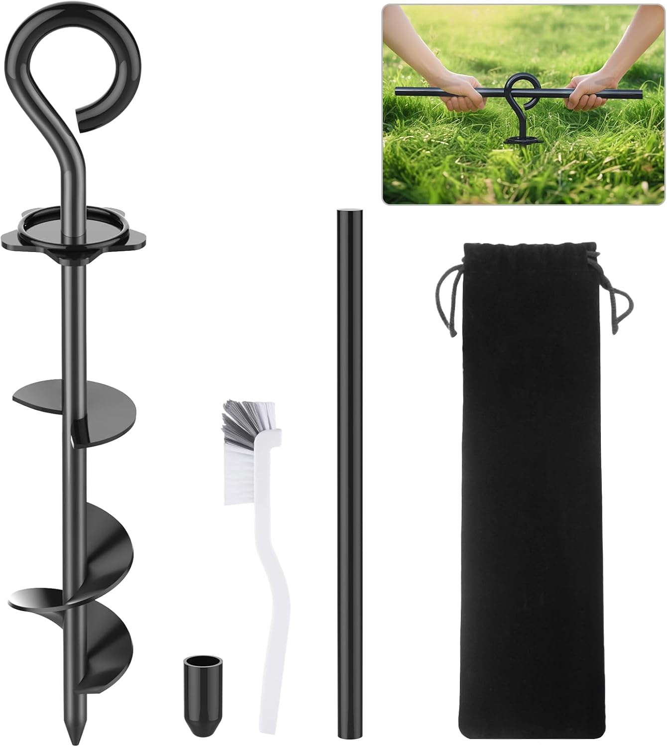 Chuiendi Dog Tie Out Stake (40cm) with 360° Swivel for up to 50kg dogs