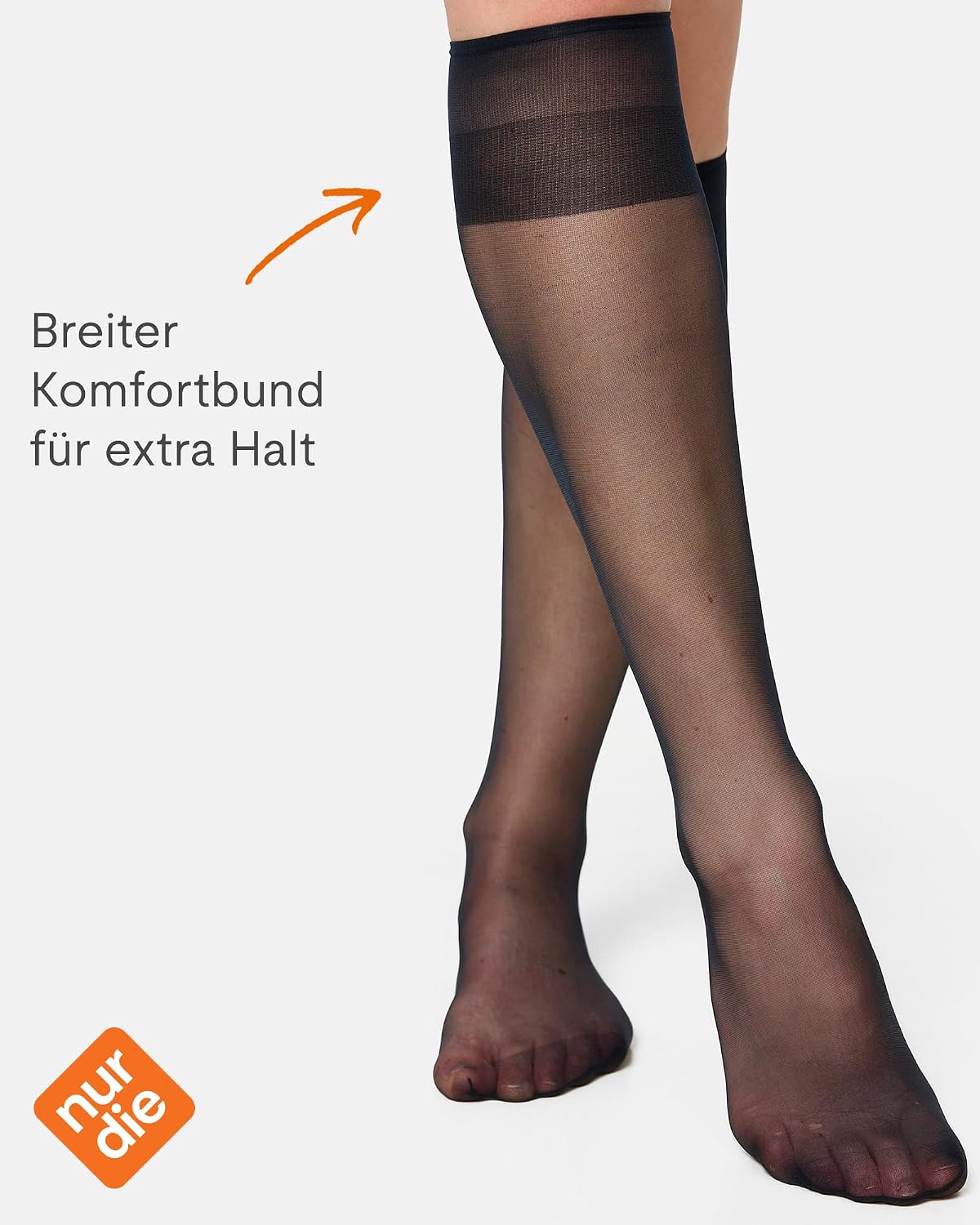 Detalle de Nur Die 5er Pack Knie-Seidenfein 15 DEN transparente Fein-Kniestrümpfe (Nylon) mit Komfortbund