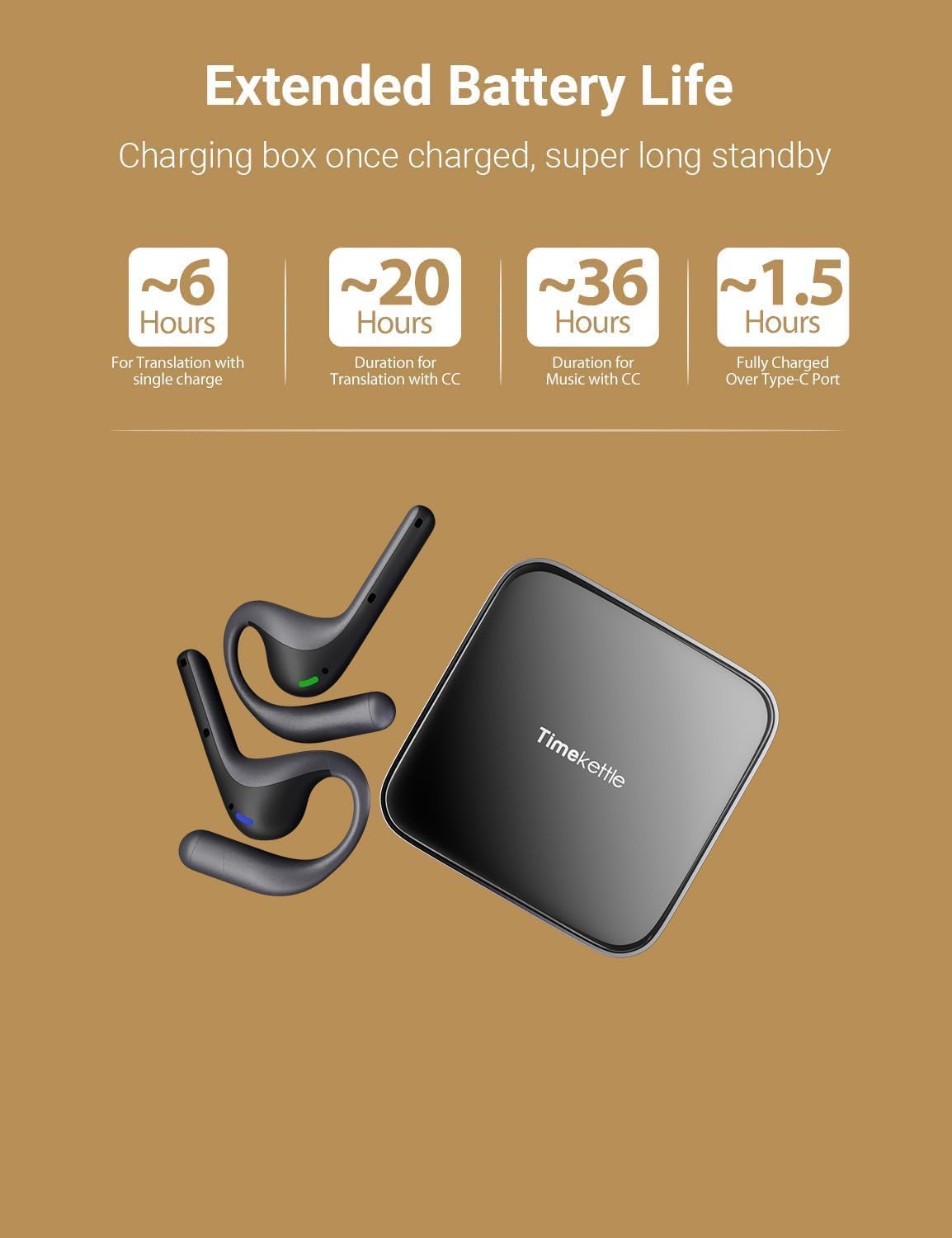 Detalle 2 de Timekettle W4 Pro AI Translation Earbuds, Open-Ear 2-Way, 52 Languages