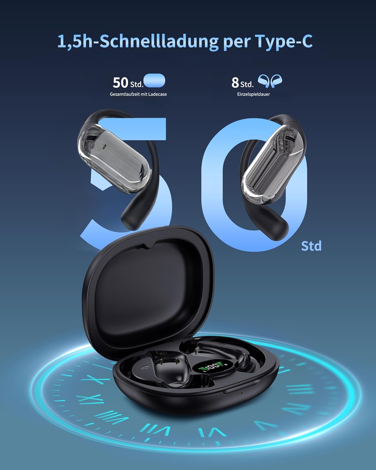 Detalle 2 de EUQQ KI Übersetzer Kopfhörer Bluetooth 6.1, 144 Sprachen, 50 Std ⎧