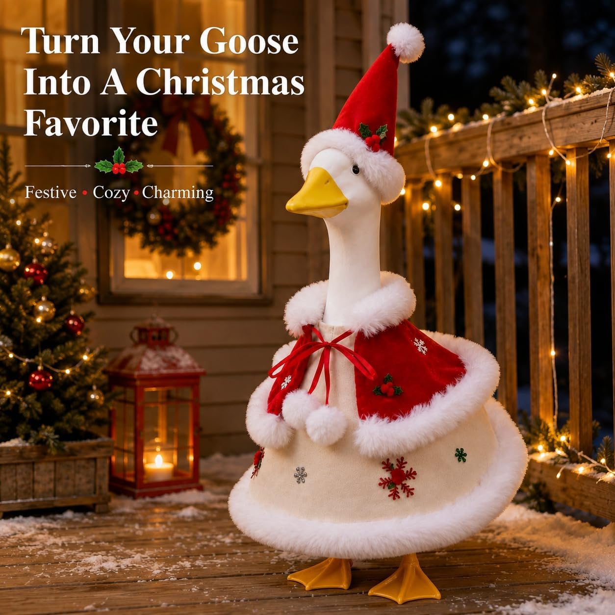 Detalle de holoith HW0013A1 Christmas Porch Goose Outfit, 3-Piece Polyester Set