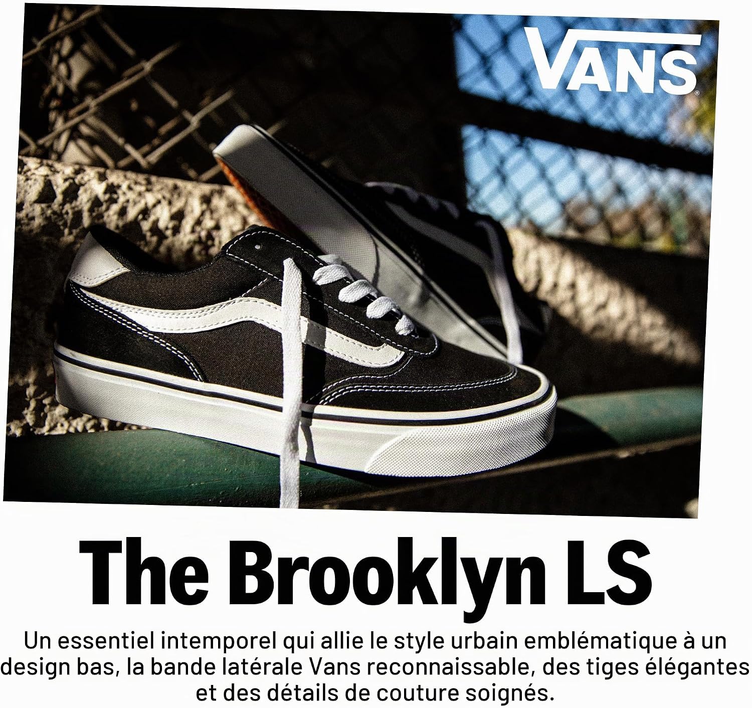 Thumbnail 6 de Vans Brooklyn LS BasketFemme – Baskets basses noires en toile et daim, confort féminin