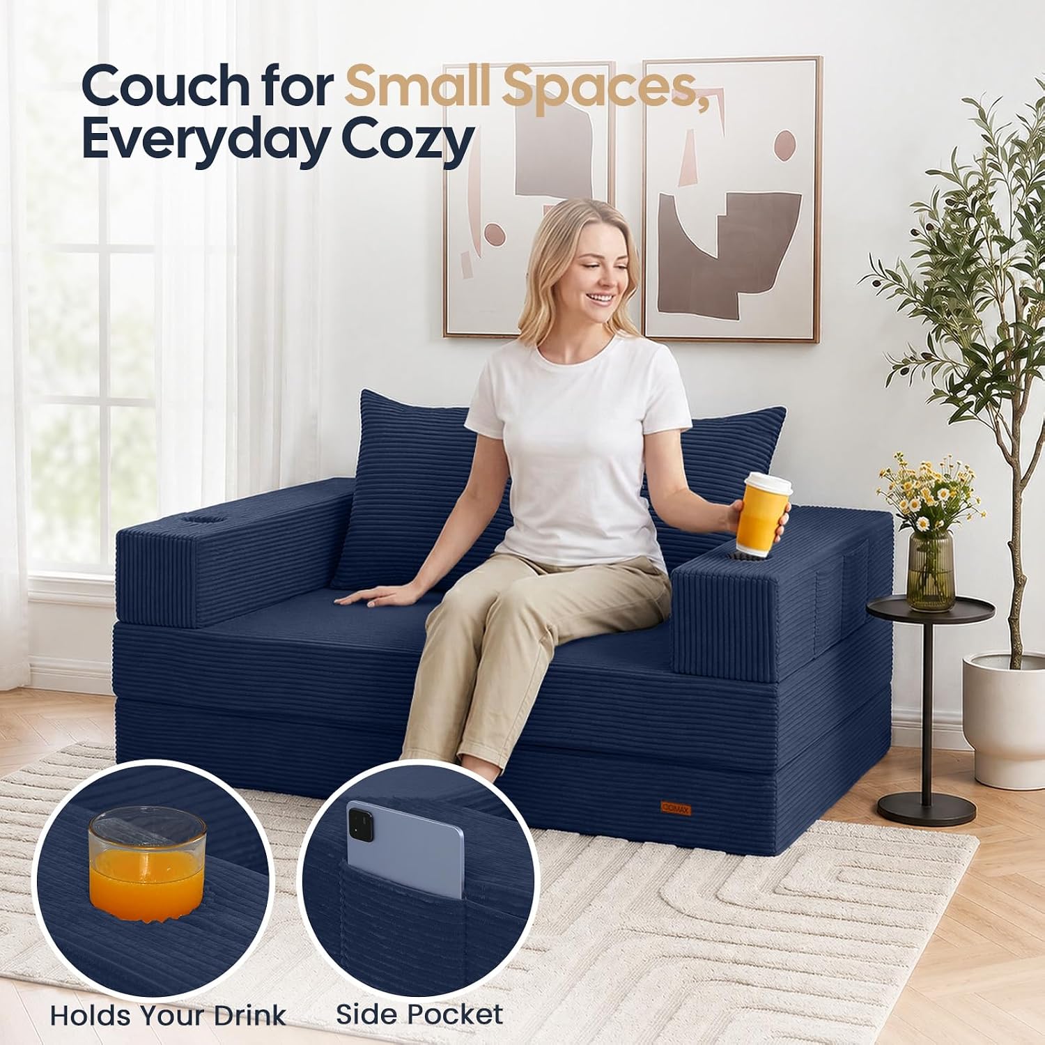 Thumbnail 2 de COMAX Futon Sofa Bed: 4-in-1 Convertible for Small Spaces