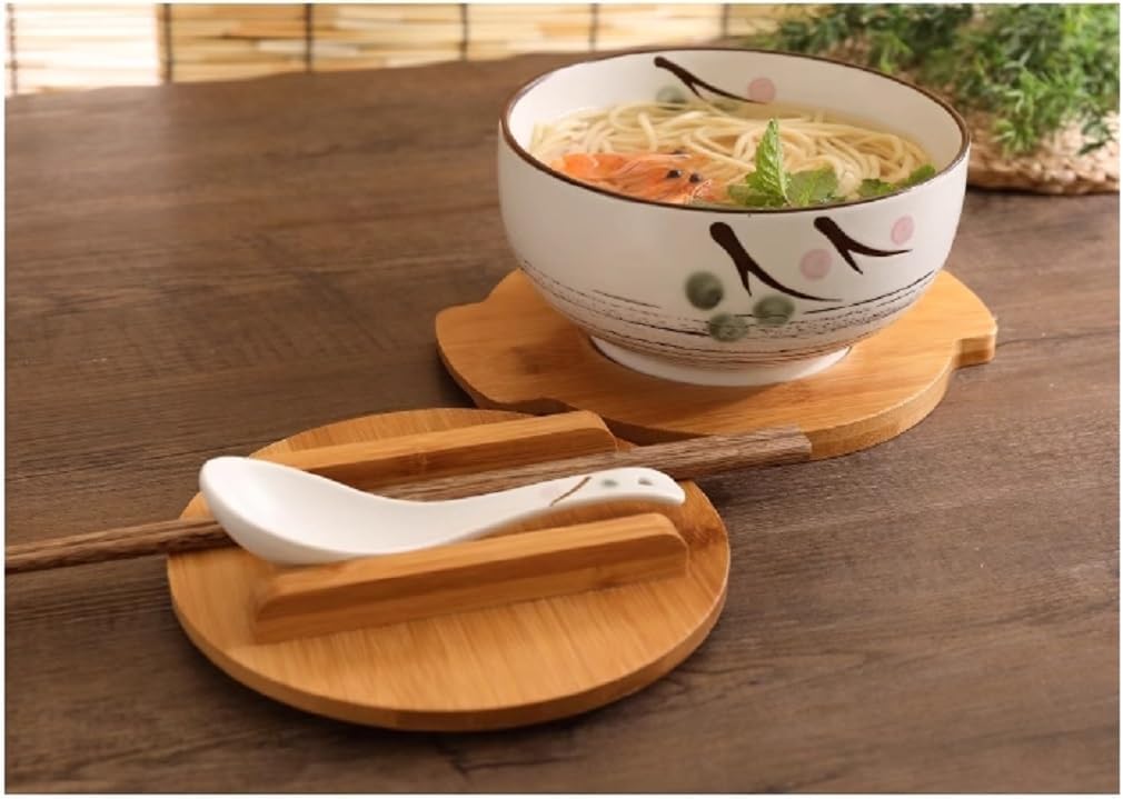 Detalle de lachineuse miska do ramenu z porcelany, 16 cm, 1000 ml, z łyżką i pałeczkami