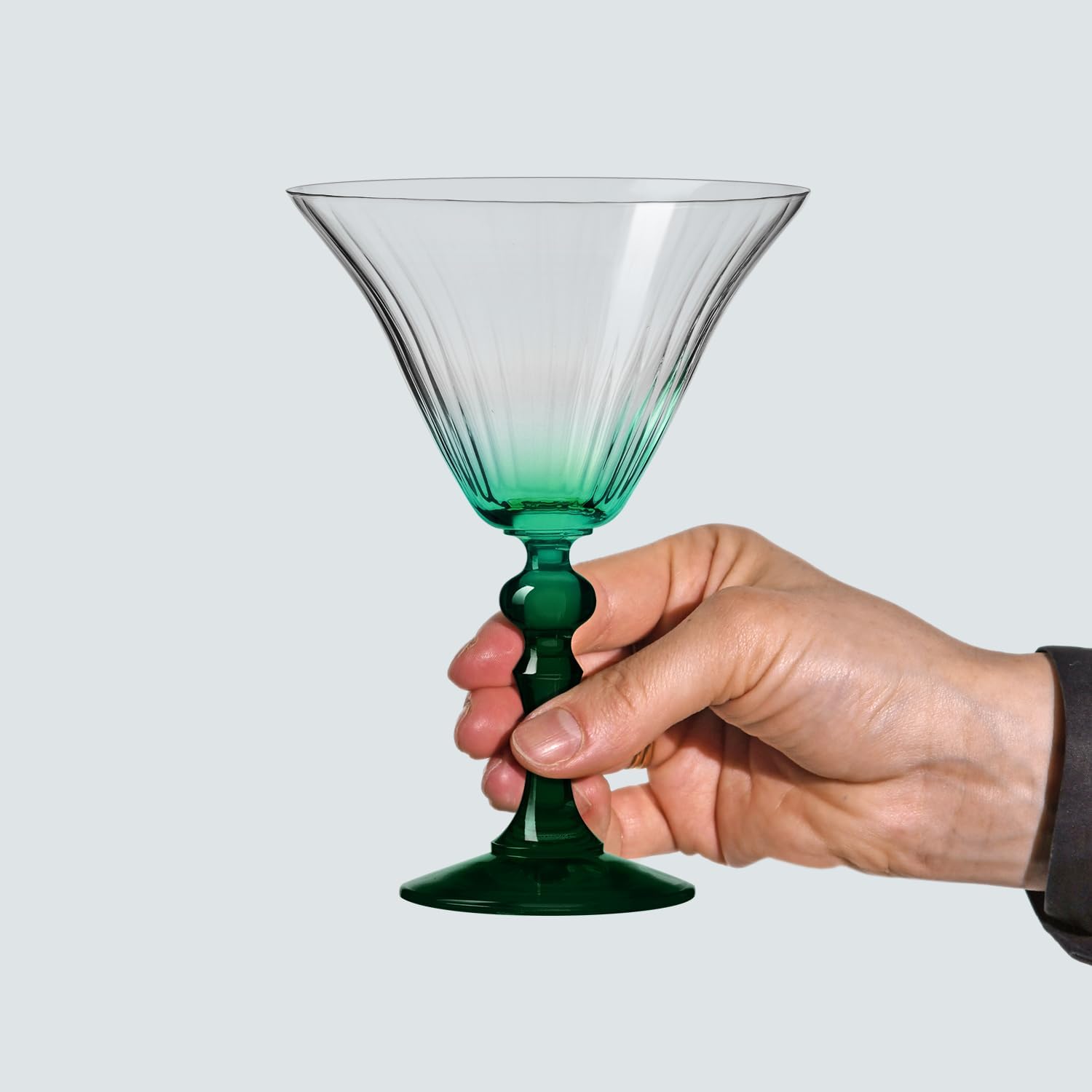 Detalle de KROSNO Bubble – kieliszki do martini i koktajli, zielona nóżka, 2 × 170 ml