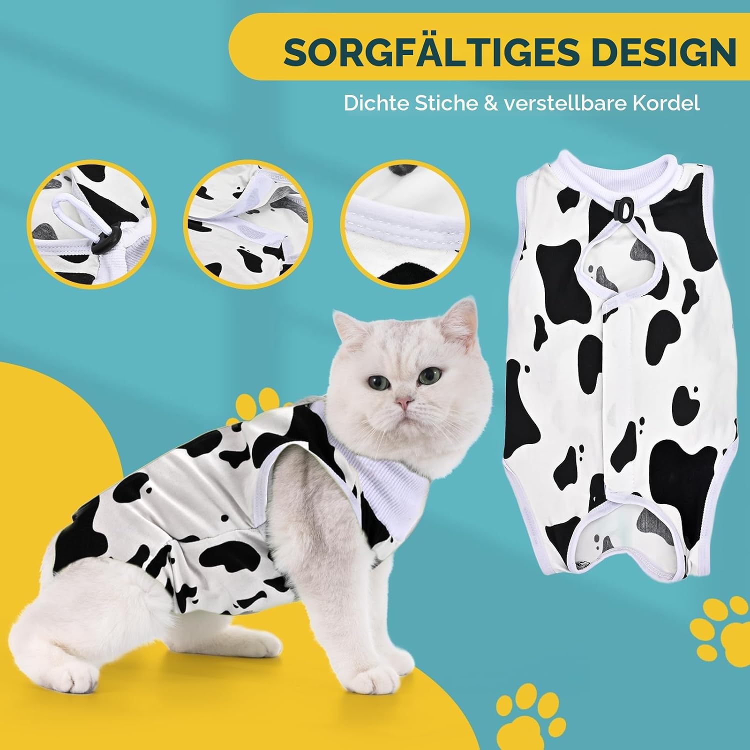 Detalle de Avont Katzenbody nach OP Erholungsanzug – elastischer Modal-Recovery-Suit für Katzen