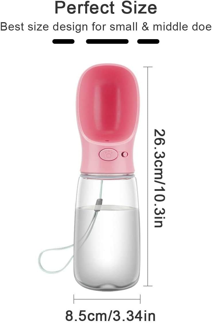 Thumbnail 3 de COTOP Hundetrinkflasche für unterwegs (rosa) – tragbare Wasserflasche mit Reise-Trinknapf, 550 ml, BPA-frei