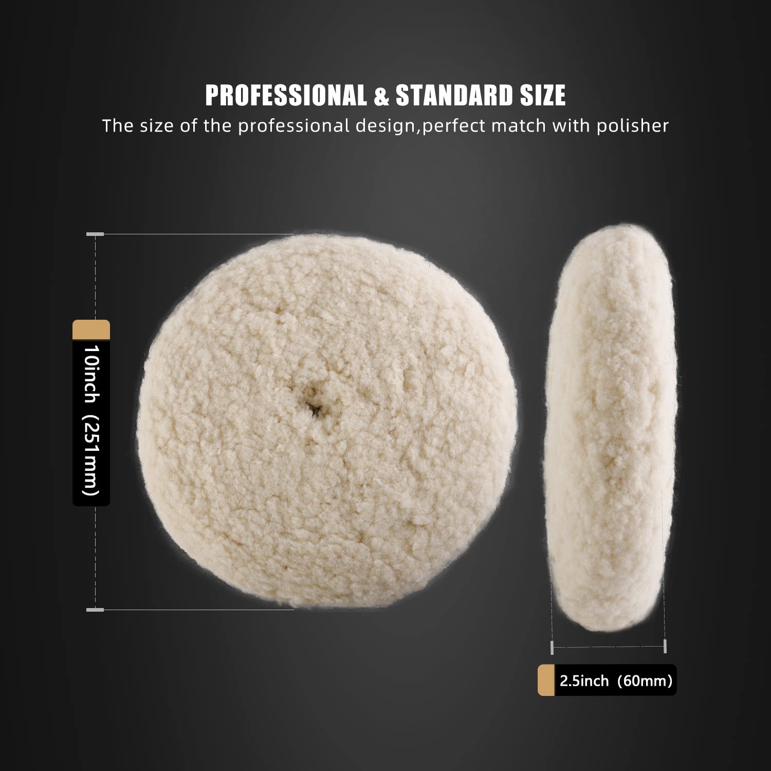 Thumbnail 1 de SPTA 8" (200mm) Double-Sided 100% Natural Wool Buffing Pad with 5/8-11 Thread