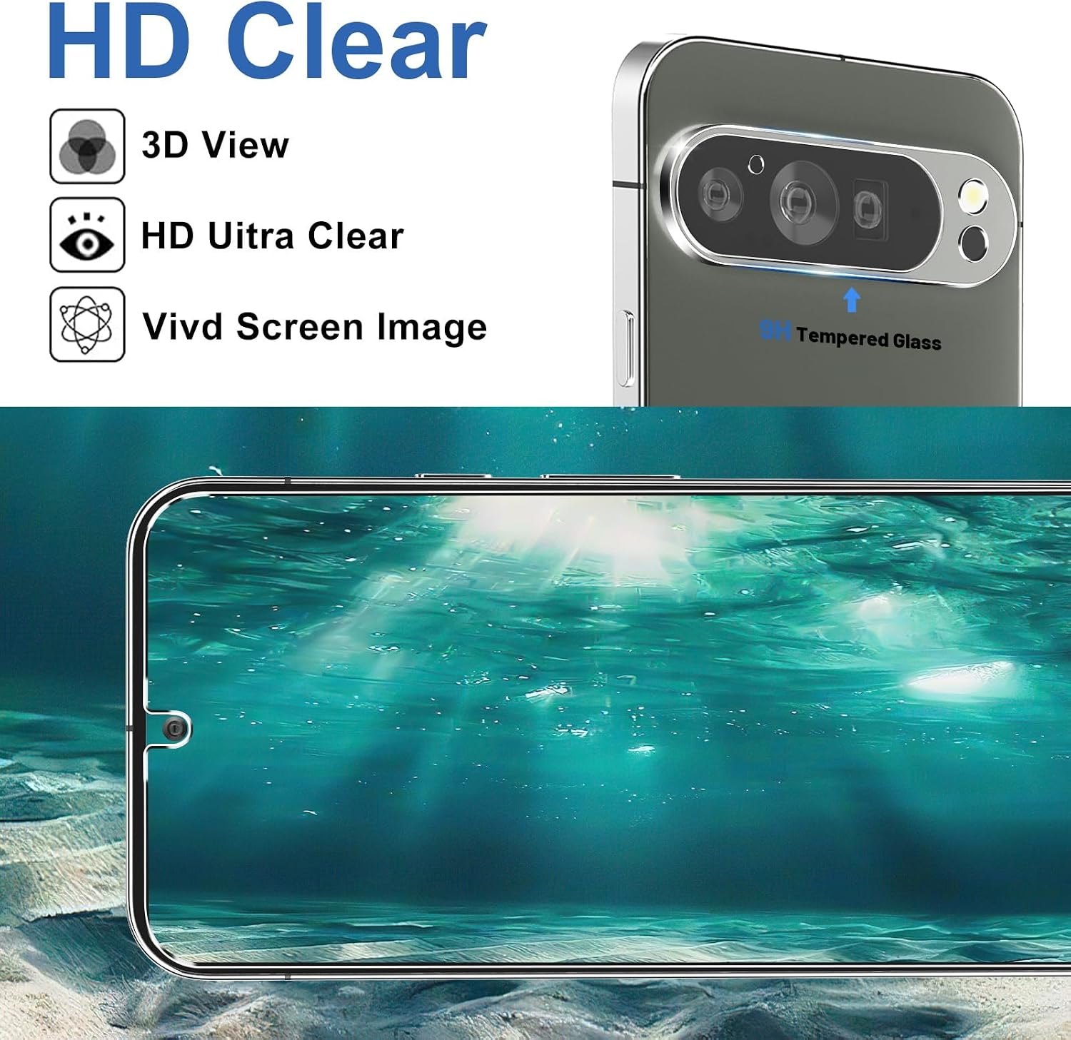 Thumbnail 6 de Letosan Tempered Glass Protector Set for Google Pixel 9 Pro