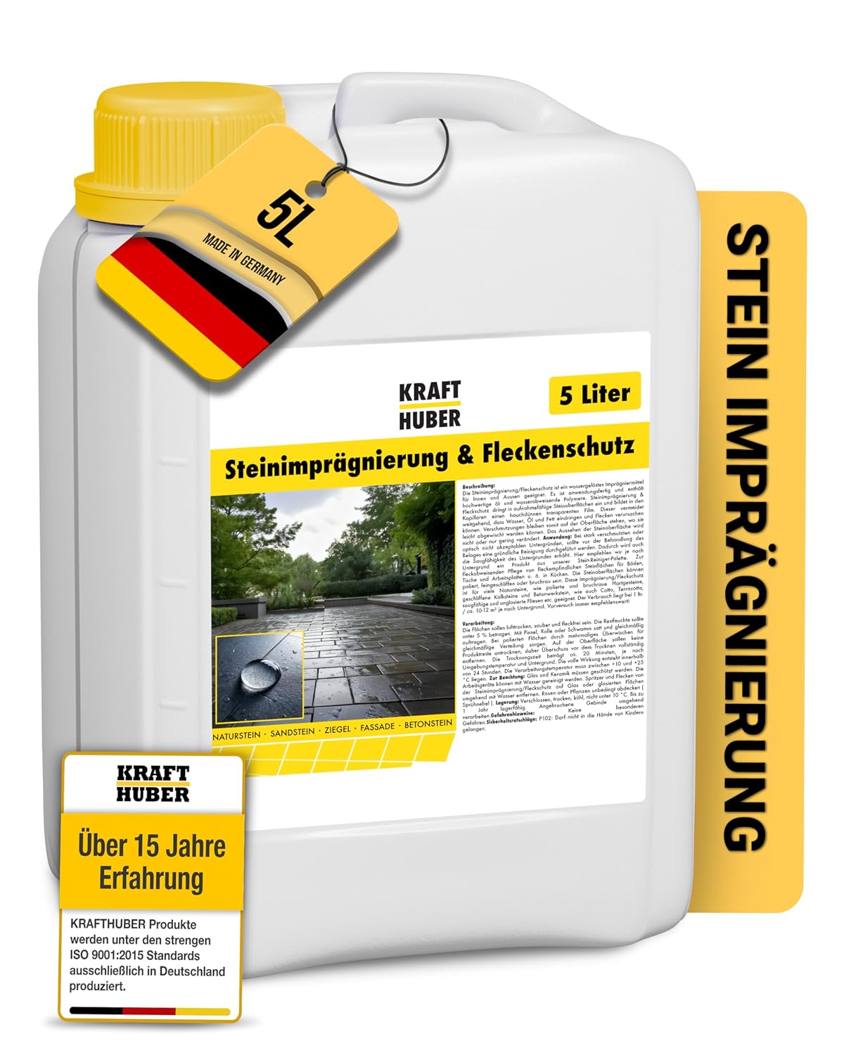 Detalle de Krafthuber® Steinimprägnierung Außen für Beton, Pflaster & Naturstein (5 L)