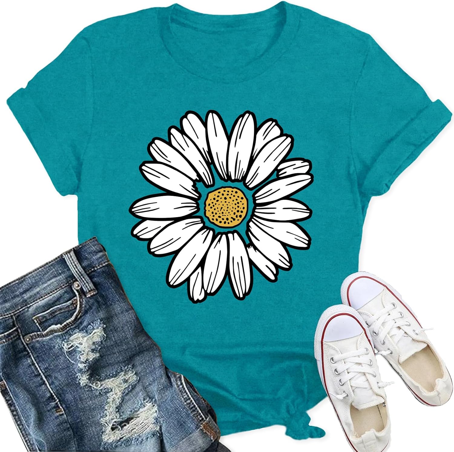 Thumbnail 6 de Qskall Daisy T Shirts for Women – Marguerite Daisy Floral Shirt (Wildflower Tee Tops)