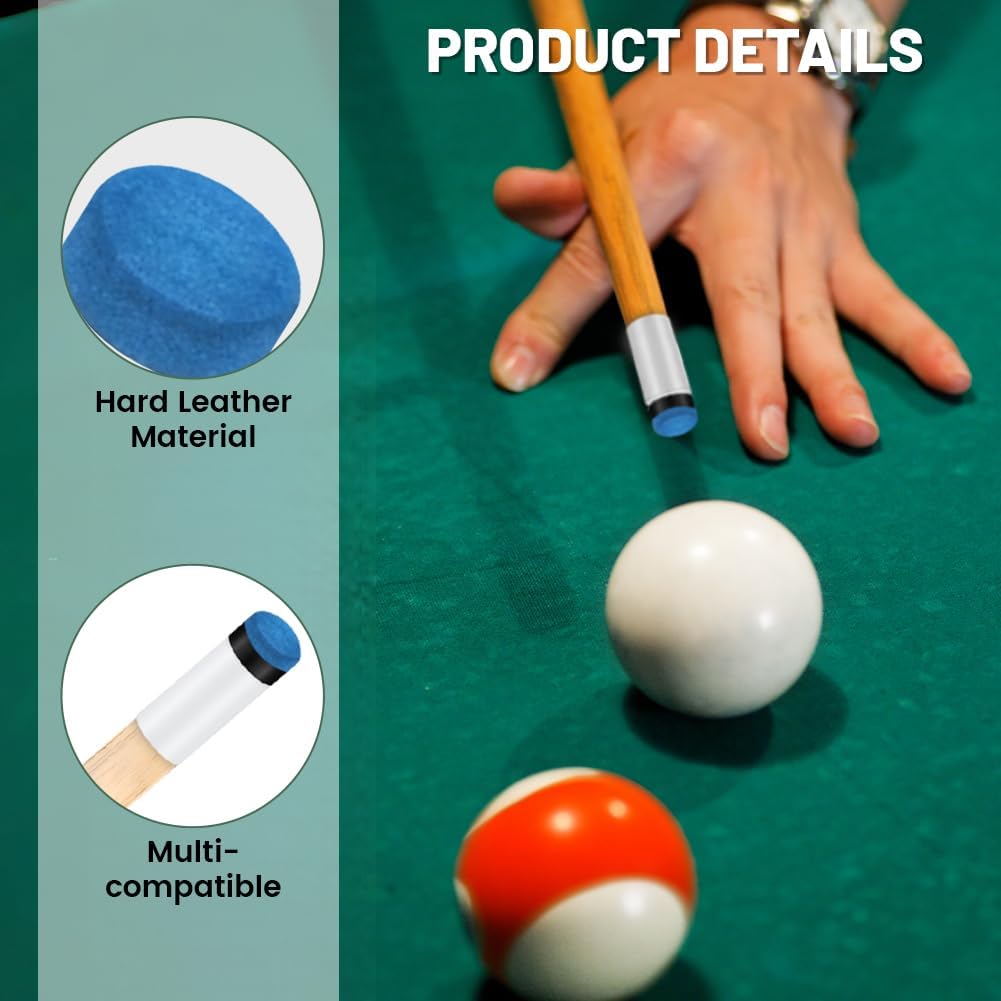 Detalle de flintronic – 20 embouts de queue de billard en cuir dur (bleus) pour snooker et pool