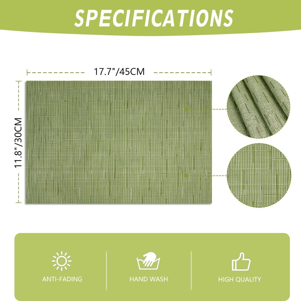 Detalle de AUAUY M1-4141203 placemats van pvc, 30 x 45 cm, antislip, set van 6