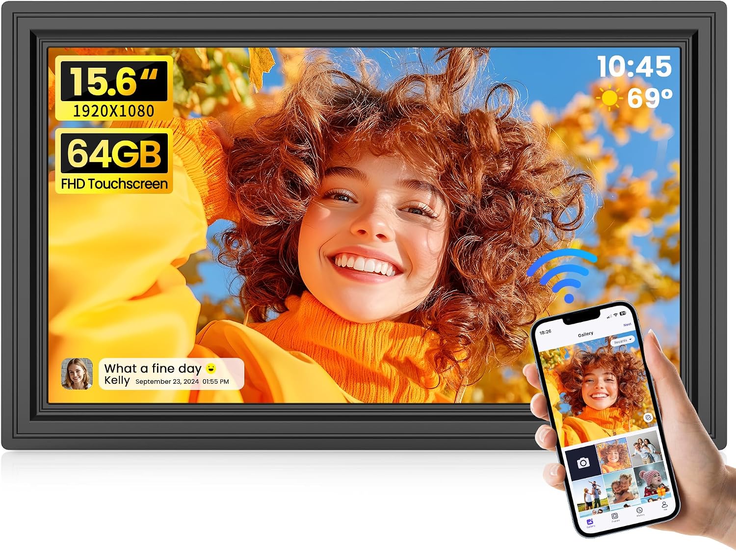 Uhale 64GB 15.6" WiFi Digital Picture Frame with 1920x1080 IPS Touch Screen (Uhale app, SD/USB)