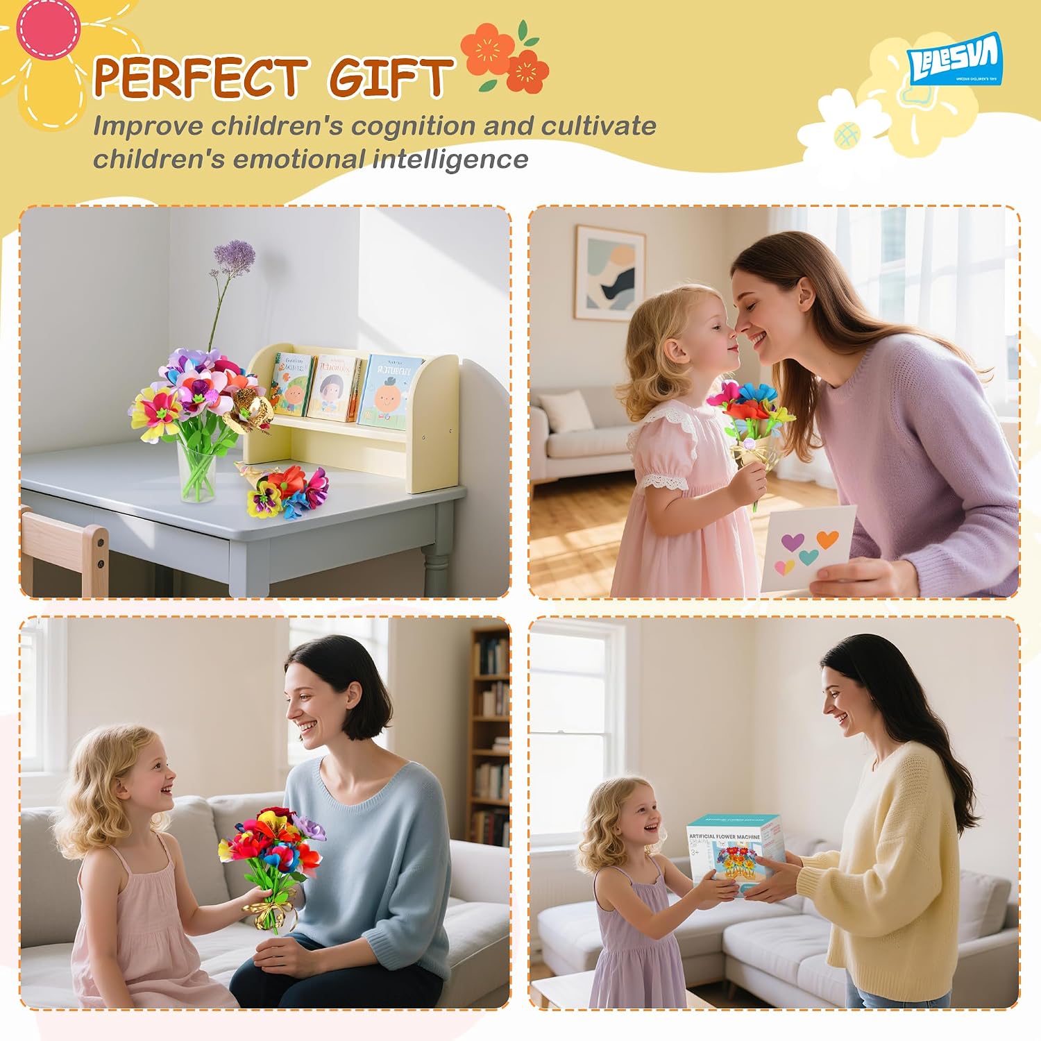 Thumbnail 6 de LELESUN Kit fai da te con bouquet di fiori di stoffa e pressa per fiori per bambini (4–12 anni)